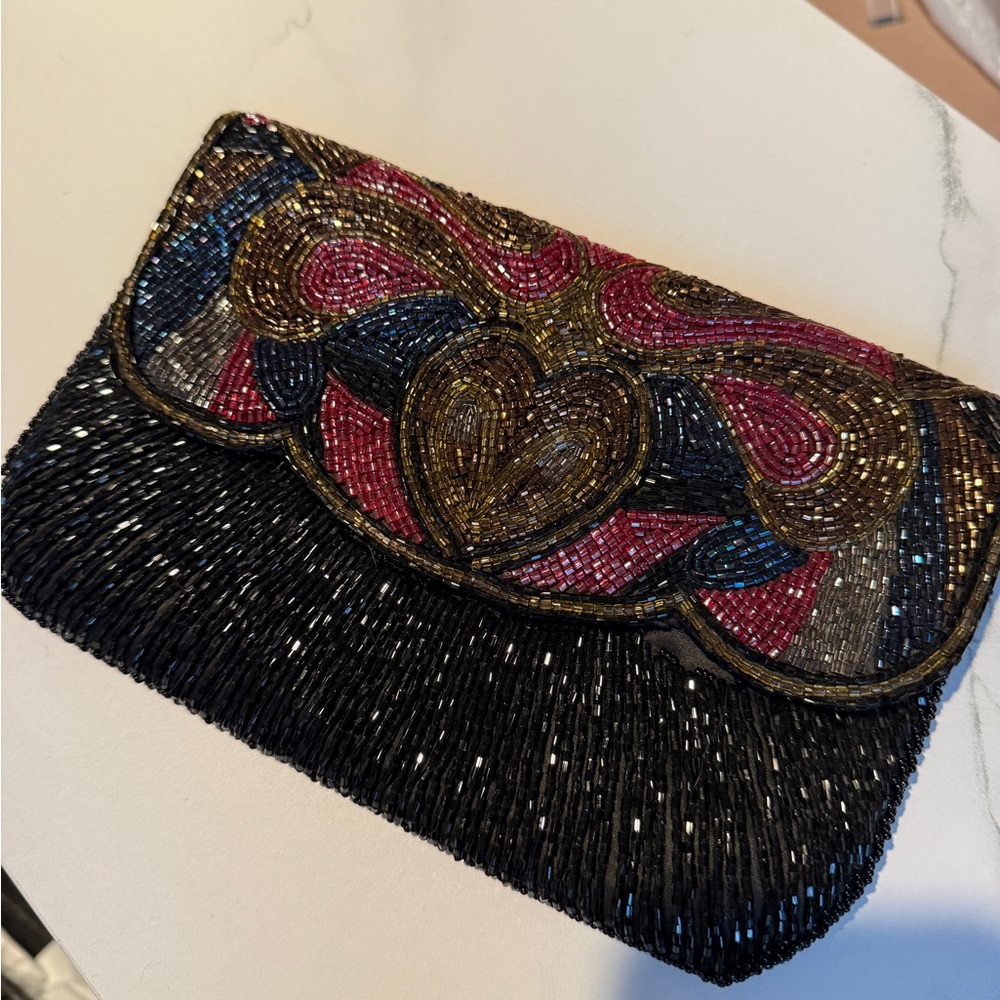 Vintage Elegant Multicolor Beaded Clutch/ La Regale